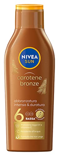 🔥 SELTEN SO GÜNSTIG (-45%) NIVEA SUN Carotene Bronze FP 6 Sonnenmilch 200 ml, Sonnencreme mit Schutz für eine goldene Haut, Bräunungscreme angereichert mit Carotin und Vitamin E