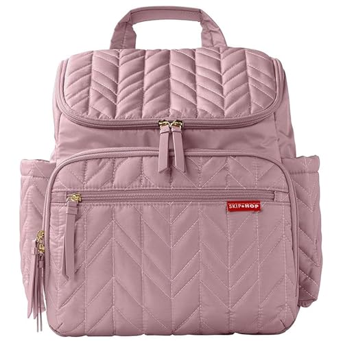Skip Hop Diaper Bag Backpack: Forma, Multi-Function Baby Travel Bag with Changing Pad &amp; Stroller Attachment, Mauve M