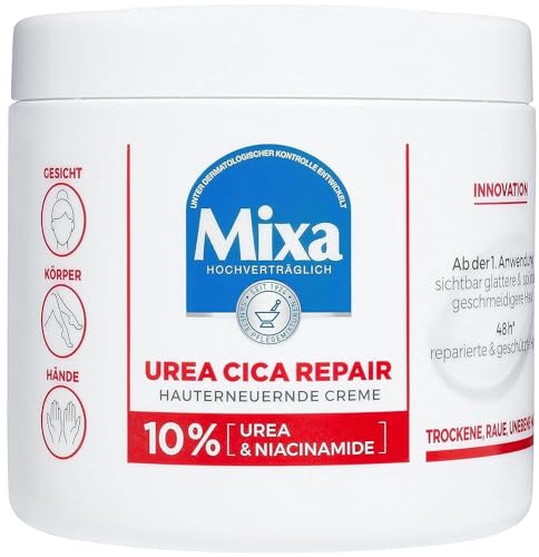 (-27%) Mixa Cica Repair+ Hauterneuernde Creme mit 10% Urea und Aminosäuren, Urea Creme für trockene, raue und unebene Haut an Körper, Gesicht und Händen, 1x 400ml