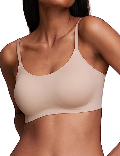 EBY Seamless Support Bralette with Adjustable Straps, Bralettes for Women, Wireless Bra for Women - Nude, Large