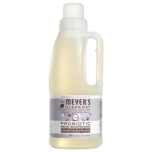 MRS. MEYER'S CLEAN DAY Probiotic Drain Maintenance Liquid, Lavender, Freshens Disposals and Drains, 32 Fl Oz