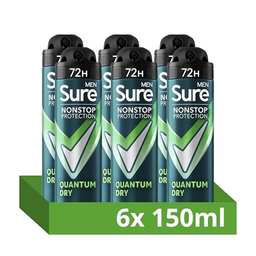 Sure For Men Quantum Dry Anti Perspirant Nonstop Deodorant Pack of 6 x 150ml