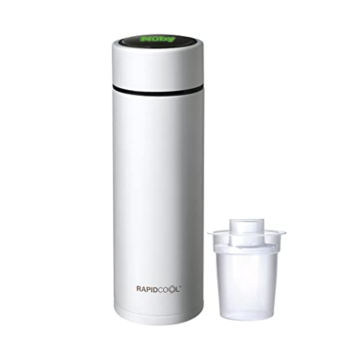 Nuby RapidCool Portable Baby Bottle Maker - Formula Feed in 2 Minutes | Ideal for Travel Bottles and Night Feeds | Includes Milk Powder Dispenser and Digital Lid | No Filter Needed (White)