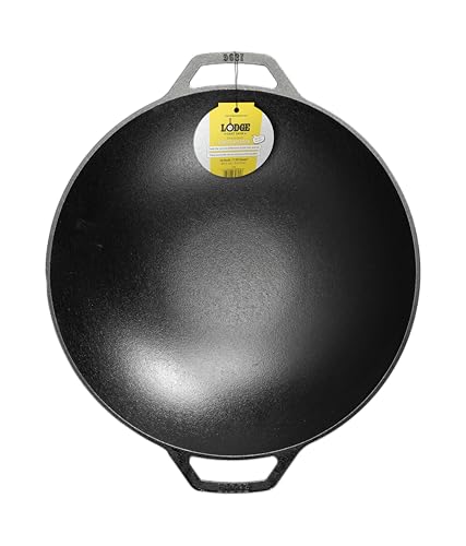 Lodge Pre-Seasoned Cast Iron WOK - Dual Assist Handle - Use in the Oven, on the Stove, or on the Grill - 14 Inch