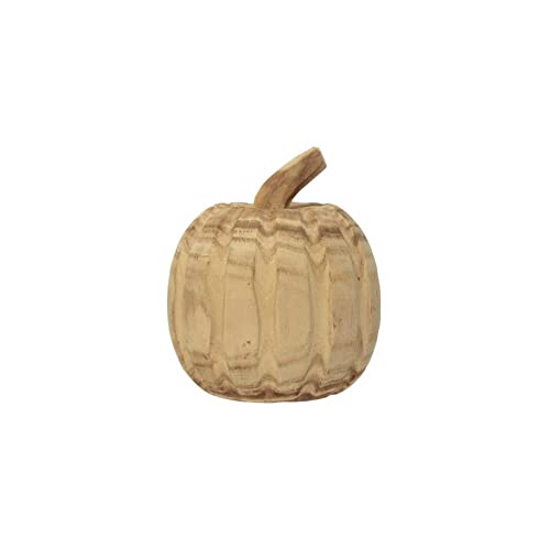 Creative Co-Op Hand-Carved Paulownia Wood Pumpkin