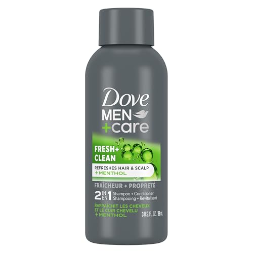 DOVE MEN + CARE Fortifying 2 in 1 Shampoo and Conditioner Fresh and Clean with Caffeine for Normal to Oily Hair Helps Strengthen Thinning Hair 3 oz