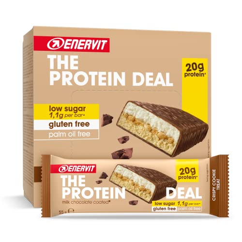 (-20%) Enervit The Protein Deal Crispy Cookie Treat – Proteinriegel, Keks und Milchschokolade, 20 g Protein, 1,1 g Zucker, leckerer und ausgewogener Snack, Glutenfrei, 12 Riegel à 55 g