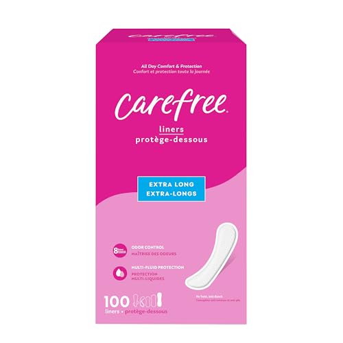 Carefree Panty Liners for Women, Extra Long, Unwrapped, Unscented, 100ct | Pantiliners, Carefree, Daily for Women, Light Periods and Leaks, 8-Hour Odor Control|100ct (Packaging May Vary)