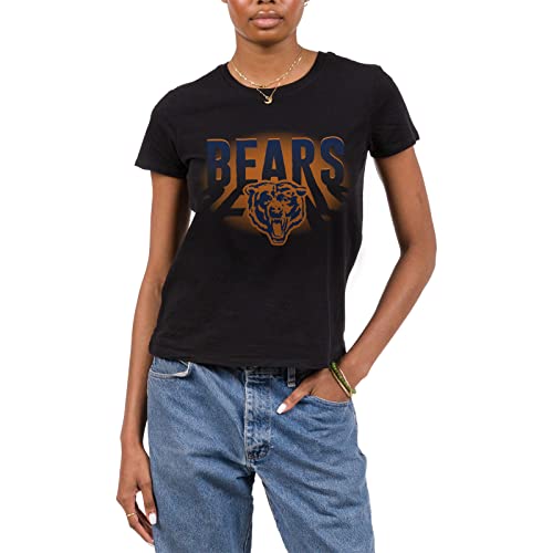 Junk Food Women's Standard Clothing x NFL-Team Spotlight-Short Sleeve Fan Shirt Lightweight, Tagless, Relaxed Fit, Chicago Bears-Black