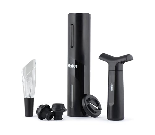 🔥 SELTEN SO GÜNSTIG (-49%) Haier HAWUKit06 Set für Wein elektrisch wiederaufladbar mit USB, Schwarz
