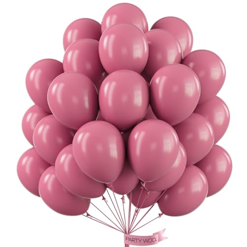 PartyWoo Mauve Balloons 50 pcs 12 Inch Dark Hot Boho Pink Balloons for Wedding Baby Shower Gender Reveal Valentine's Day Bridal Shower Graduation Birthday Party Decorations Pink-F02