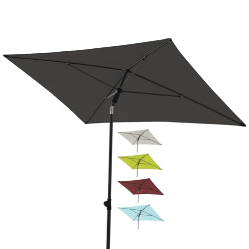 (-34%) derby Balkonschirm 180 x 120 cm in Anthrazit I Rechteckiger Sonnenschirm für Balkon & Terrasse I Balkonsonnenschirm mit Schieber zum Öffnen I Höhenverstellbar I Gartenschirm kippbar