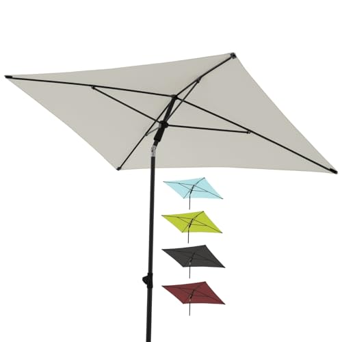 (-34%) derby Balkonschirm 180 x 120 cm in Natur I Rechteckiger Sonnenschirm für Balkon & Terrasse I Balkonsonnenschirm mit Schieber zum Öffnen I Höhenverstellbar I Gartenschirm kippbar
