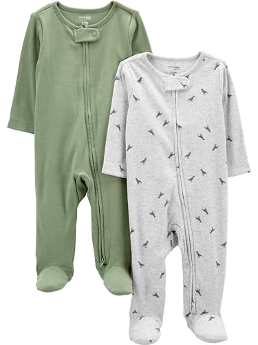 Simple Joys by Carter's Pacote com 2 unidades, unissex, zíper bidirecional, texturizado para dormir e brincar, Dinossaur...