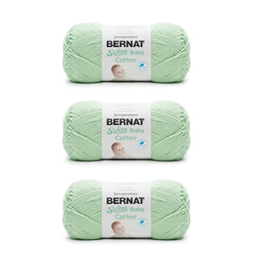 Bernat Softee Baby Cotton Jade Frost Yarn - 3 Pack of 120g/4.25oz - Blend - 3 DK (Light) - 254 Yards - Knitting/Crochet