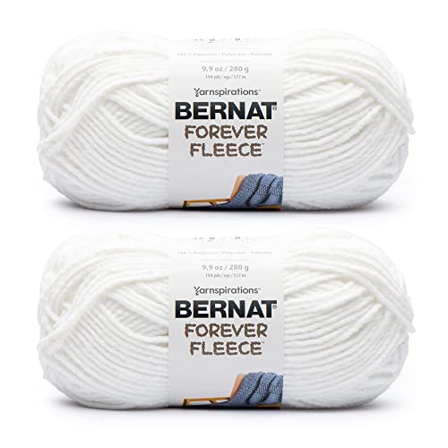 Bernat Forever Fleece White Noise Yarn - 2 Pack of 280g/9.9oz - Polyester - 6 Super Bulky - 194 Yards - Knitting/Crochet