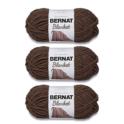 Bernat Blanket Taupe Yarn - 3 Pack of 150g/5.3oz - Polyester - 6 Super Bulky - 108 Yards - Knitting/Crochet