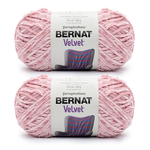 Bernat Velvet Quiet Pink Yarn - Pack of 10.5oz/300g - Polyester - #5 Bulky - 315 Yards - Knitting & Crochet