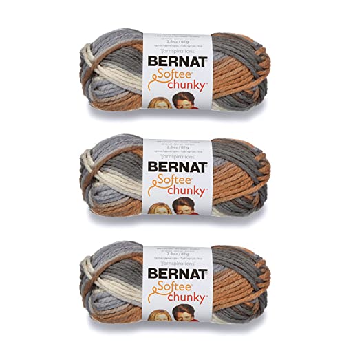 Bernat Softee Chunky Stillness Yarn - 3 Pack of 80g/2.8oz - Acrylic - 6 Super Bulky - 77 Yards - Knitting/Crochet