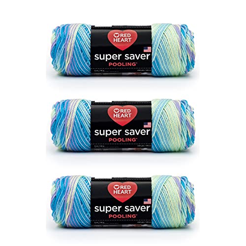 Red Heart Super Saver Yarn, 3 Pack, Stillwater 3 Count