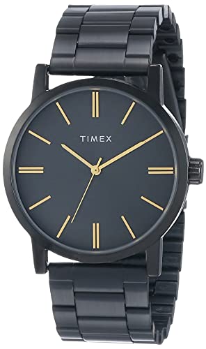 TIMEX TIMEX Analog Watch for man with Black Round Dial & Black Stainless Steel Bracelet Band Water Resistant Men's Wrist Watches - TWHG35SMU09
