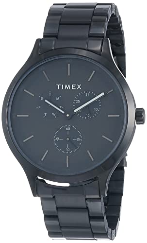 TIMEX Analog Watch for man with Black Round Dial & Black Stainless Steel Bracelet Band Water Resistant Men's Wrist Watches - TWHG03SMU17