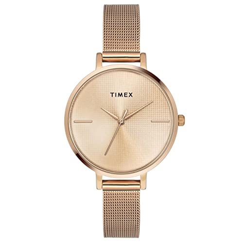 TIMEX Analog Watch for Women with Rose Gold Round Dial & Rose Gold Stainless Steel Bracelet Band Water Resistant Women's Wrist Watches - TWEL155SMU06*