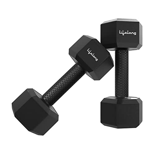 Lifelong PVC Hex Dumbbells Pack of 2 (3kg*2) for Home Gym Equipment Fitness Barbell |Dumbbells Weights for Men & Women (6 Months Warranty, Black, LLPV