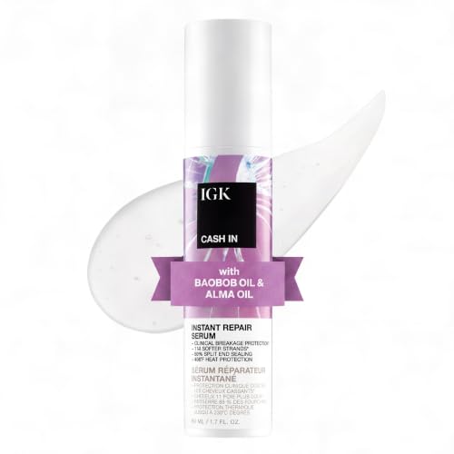 IGK Cash In Instant Repair Hair Serum, Split End + Heat Protection, 1.7 Oz