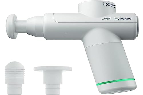 Hyperice Hypervolt Go 2 - Arctic Grey - Featuring Quiet Glide Technology - Handheld Percussion Massage Gun - 3 Speeds, 2 Interchangeable Heads - Helps Relieve Sore Muscles and Stiffness - FSA and HSA