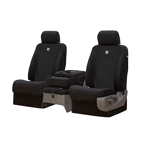 Covercraft Carhartt Super Dux SeatSaver Custom Seat Covers | Fits 2019-2025 Chevrolet Silverado/GMC Sierra 1500, 2020-2025 Silverado/Sierra 2500/3500 | 1st Row 40/20/40 Bench Seat, Super Dux Black