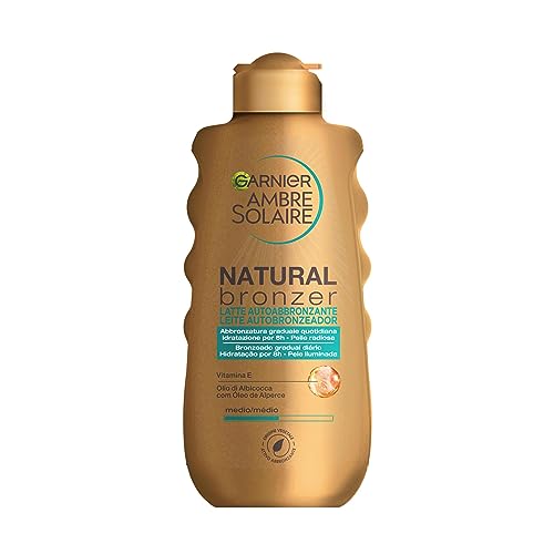 🔥 SELTEN SO GÜNSTIG (-44%) Garnier Natural Bronzer Selbstbräunungsmilch für eine gleichmäßige und natürliche Bräunung, schnell einziehend, feuchtigkeitsspendend und glättend, mit Aprikosenöl und Vitamin E, Ambre Solaire