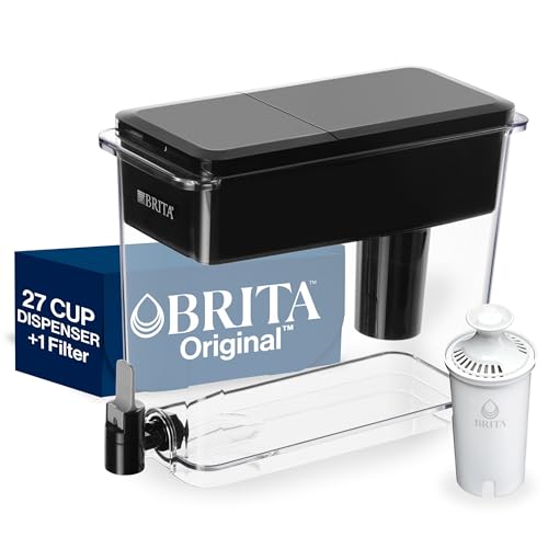 Brita UltraMax - Dispensador de agua grande con filtro estándar, sin BPA, reduce las impurezas de cobre, cadmio y mercurio, dura 2 meses o 40 galones, incluye 1 filtro, accesorios de cocina, grande de