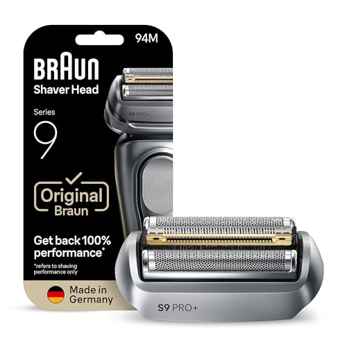 Braun Electric Shaver Head Replacement Part 94M, Compatible with Series 9 Pro and Series 9 Electric Razors for Men, Silver