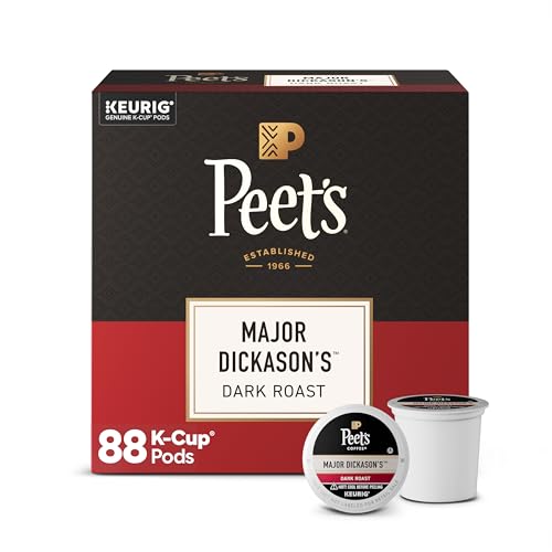 Peet's Coffee, Dark Roast Keurig K-Cup Pods - Major Dickason's Blend 88 Count (4 Boxes of 22 K-Cup Pods)