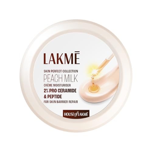 Lakmé Peach Milk Creme Moisturizer with 2% Pro-Ceramide & Peptides | Repairs Damaged Skin Barrier & Gives Intense Hydration | For Dry, Normal &