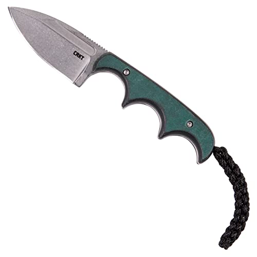 CRKT Minimalist Spear Point Compact Fixed Blade Knife: Everyday Carry Fixed Blade Knife, 2X Blade Thickness, Resin Infused Fiber Handle and Nylon Sheath 2396,Green & Black