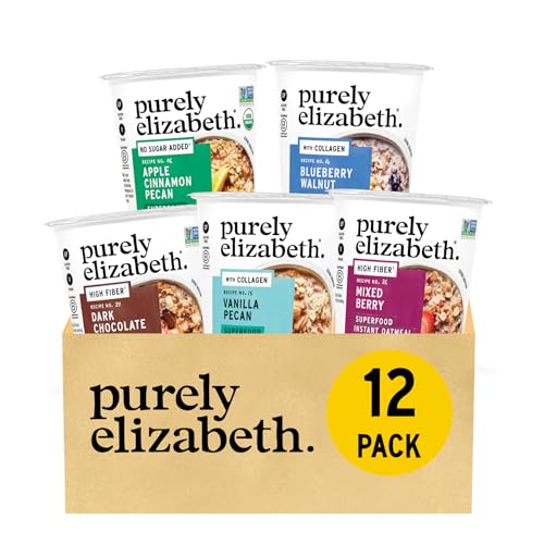 Purely Elizabeth Best Sellers Variety Pack Superfood Oatmeal Cups, Great for Overnight Oats, Gluten-Free, 2 Ounce (Pack of 12)
