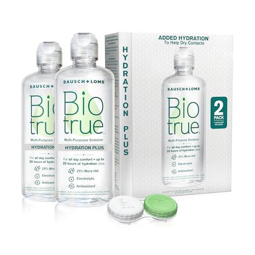 Biotrue Hydration Plus Contact Lens Solution, Multi-Purpose Solution for Soft Contact Lenses, Lens Case Included, 10 FL OZ (Pack of 2)
