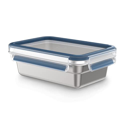 (-38%) Emsa Clip & Close auslaufsichere Edelstahl-Frischhaltedose, 0,8 Liter Fassungsvermögen, rechteckig, spülmaschinenfest, backofenfest, N1150400