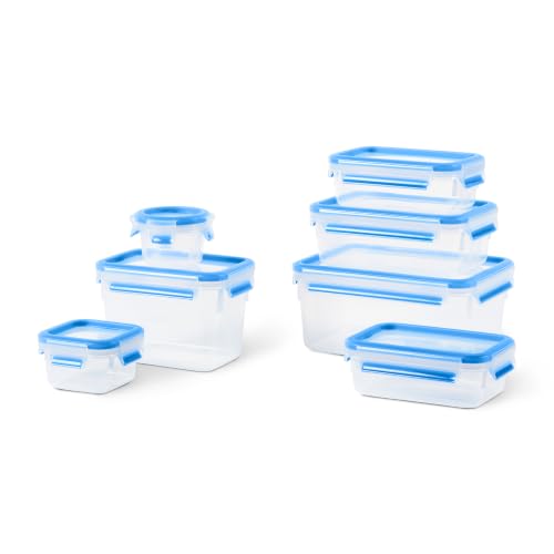 (-48%) EMSA Clip & Close Frischhaltedosen, Vorratsdosen, Auslaufsicher, Hygienisch, 7-teiliges Set, N1031600, Transparent / Blau