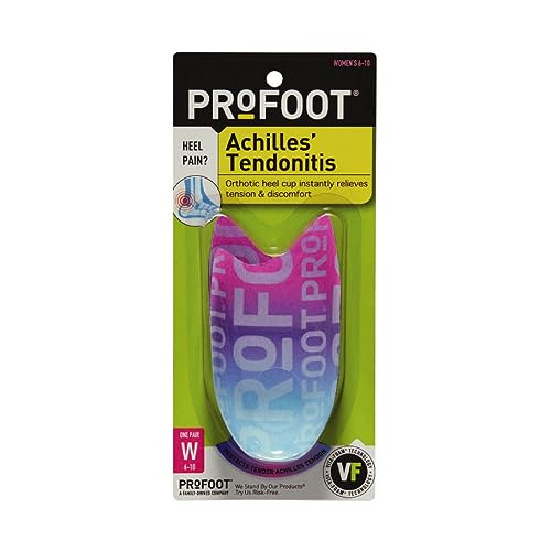 PROFOOT Achilles Tendonitis Orthotic Heel Cup for Women (Sizes 6-10) - Pain Relief Shoe Inserts for Heel Support & Alignment - 1 Pair