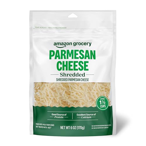 Amazon Grocery, Shredded Parmesan Cheese, 6 Oz (Packaging May Vary)