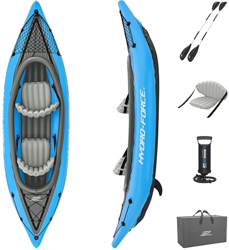 Bestway Hydro Force Inflatable Kayak Set | Includes Seat, Paddle, Hand Pump, Storage Carry Bag | Great for Adults, Kids 