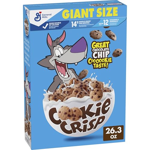 Cookie Crisp Breakfast Cereal, Chocolate Chip Cookie Taste, Made with Whole Grain, Giant Size, 26.3 oz