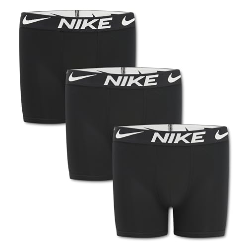 Nike Boys' Big Kids Dri-FIT Essentials Micro Solid 3-Pack Boxer Briefs, Black