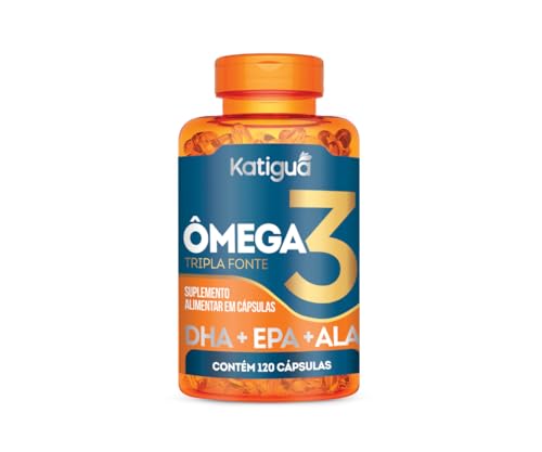 Katiguá, Ômega 3 Tripla Fonte, DHA + EPA + ALA, 1000mg, 120 Cápsulas Soft Gel • 30 doses