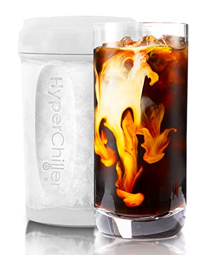 HyperChiller HC2W Patented Iced Coffee/Beverage Cooler, NEW, IMPROVED,STRONGER AND MORE DURABLE! Ready in One Minute, Reusable for Iced Tea, Wine, Spirits, Alcohol, Juice, 12.5 Oz, White