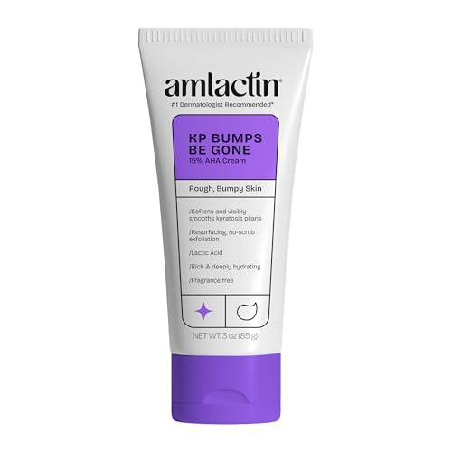AmLactin KP Bumps Be Gone - Therapeutic Body Cream for Keratosis Pilaris - No-Scrub Exfoliator and Moisturizer with 15% Lactic Acid AHA, 3 oz (Packaging May Vary)​