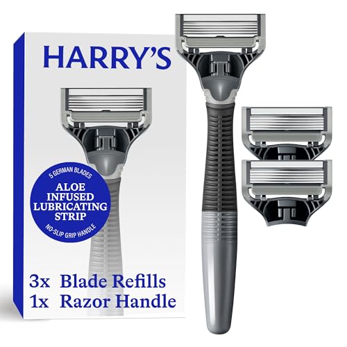 Harrys Original Shaving Kit Men Razor Handle 3 Blade Refills Charcoal